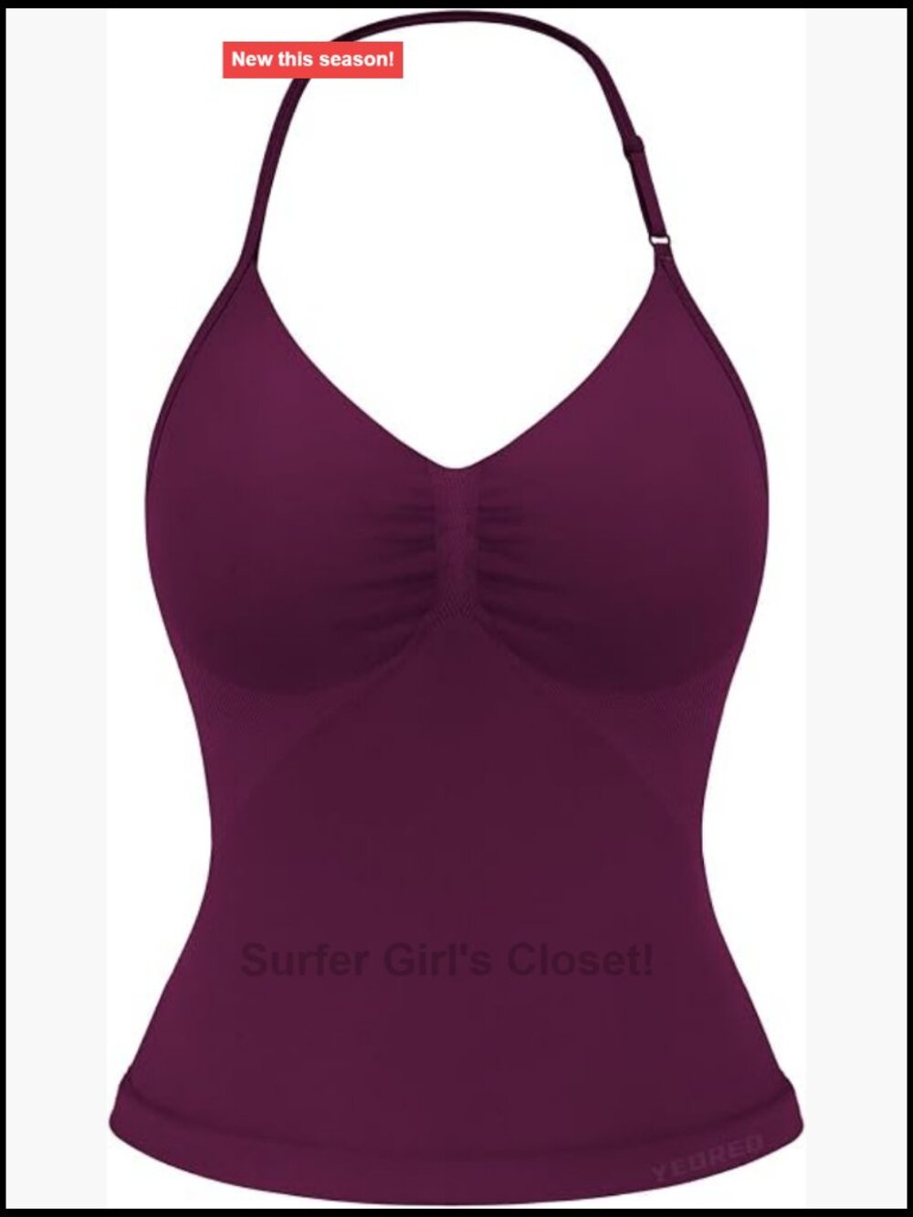 Women's High Stretch Nylon Spandex Halter Neck Tank Top Built-In Bra Adjustable
